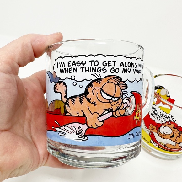 Vintage 1978 McDonald's Garfield‎ Graphics Glass Mug Set - Picture 2 of 14